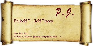 Pikó János névjegykártya